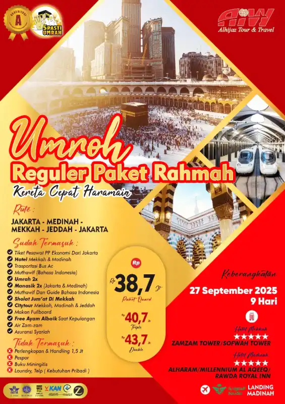 REGULER PAKET RAHMAH 9HR (KERETA CEPAT)