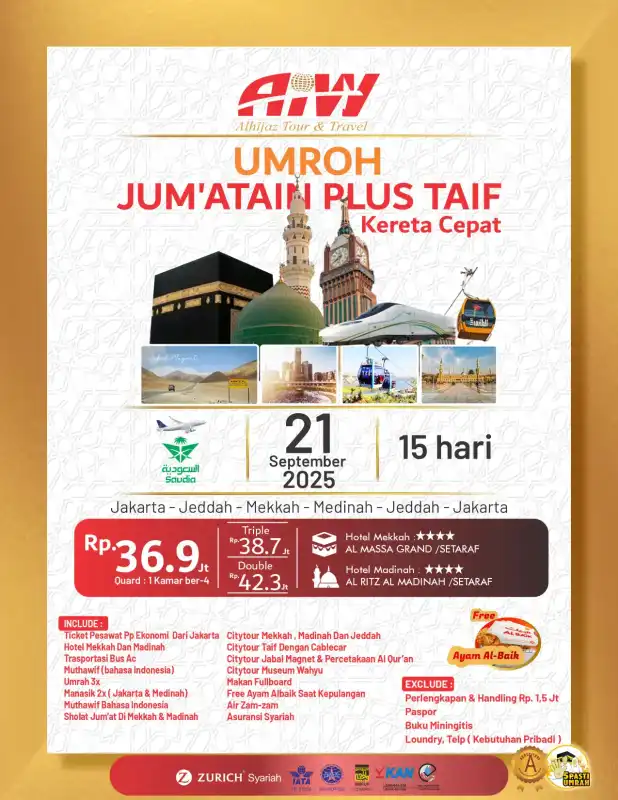JUM'ATAIN PLUS TAIF 15HR (KERETA CEPAT)