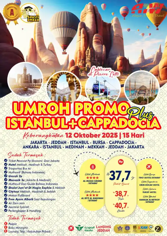 PROMO UMRAH PLUS ISTANBUL+CAPPADOCIA 15HR