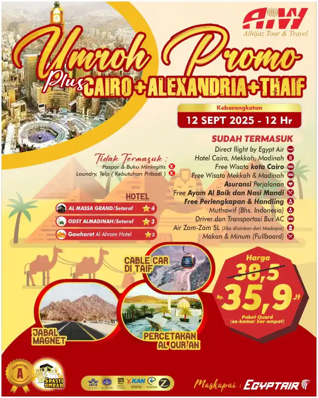 PROMO PLUS CAIRO+ALEXANDRIA +TAIF 12HR 