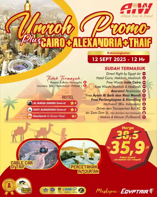 PROMO PLUS CAIRO+ALEXANDRIA +TAIF 12HR 