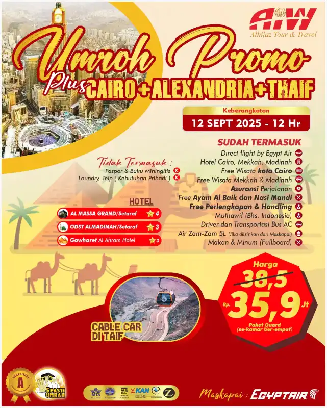 PROMO PLUS CAIRO+ALEXANDRIA +TAIF 12HR 