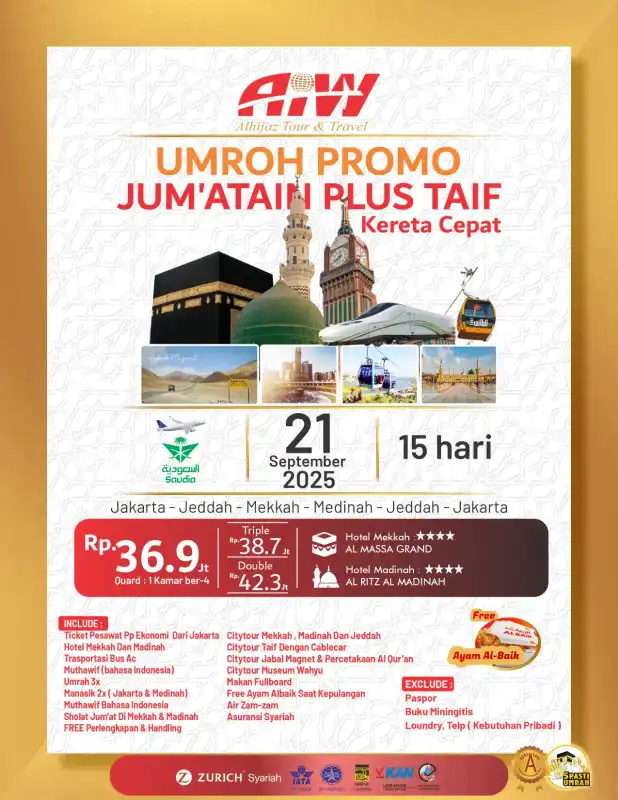 PROMO JUM'ATAIN PLUS TAIF 15HR (KERETA CEPAT)