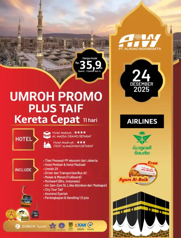 PROMO PLUS TAIF 11HR ( KERETA CEPAT)