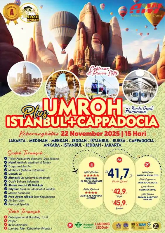 PLUS ISTANBUL+CAPPADOCIA 15HR (KERETA CEPAT)