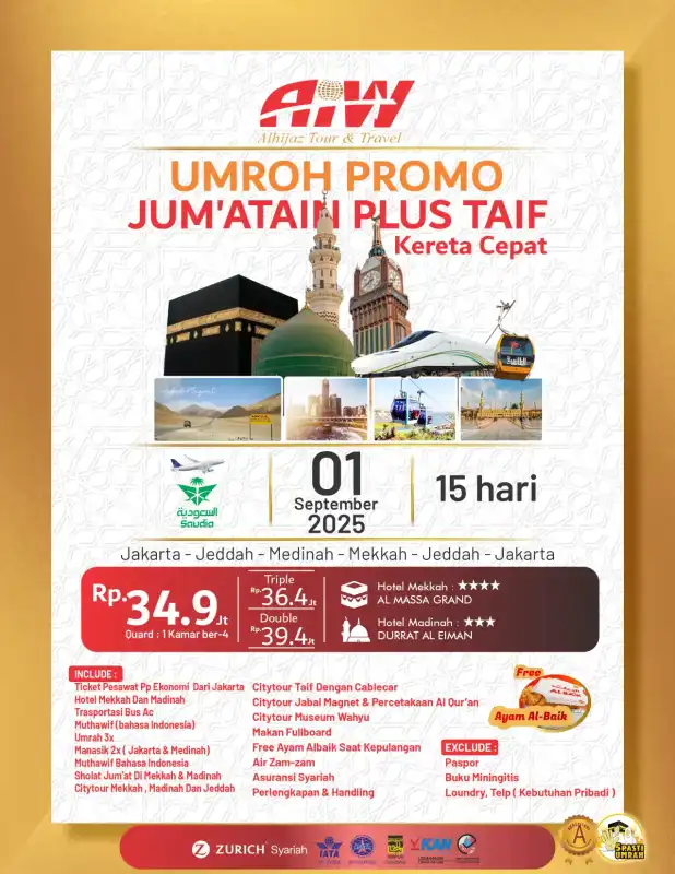 PROMO JUM'ATAIN PLUS TAIF 15HR (KERETA CEPAT)