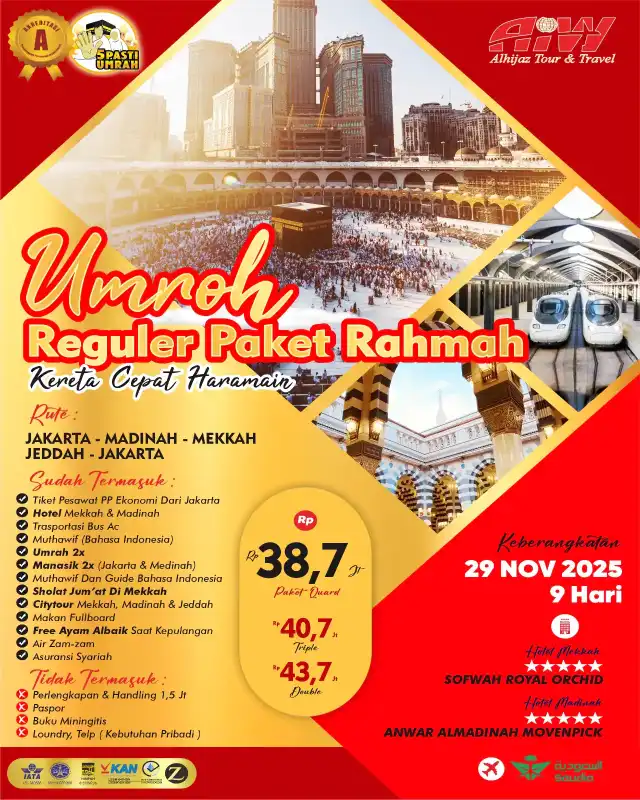 REGULER PAKET RAHMAH 9HR (KERETA CEPAT)