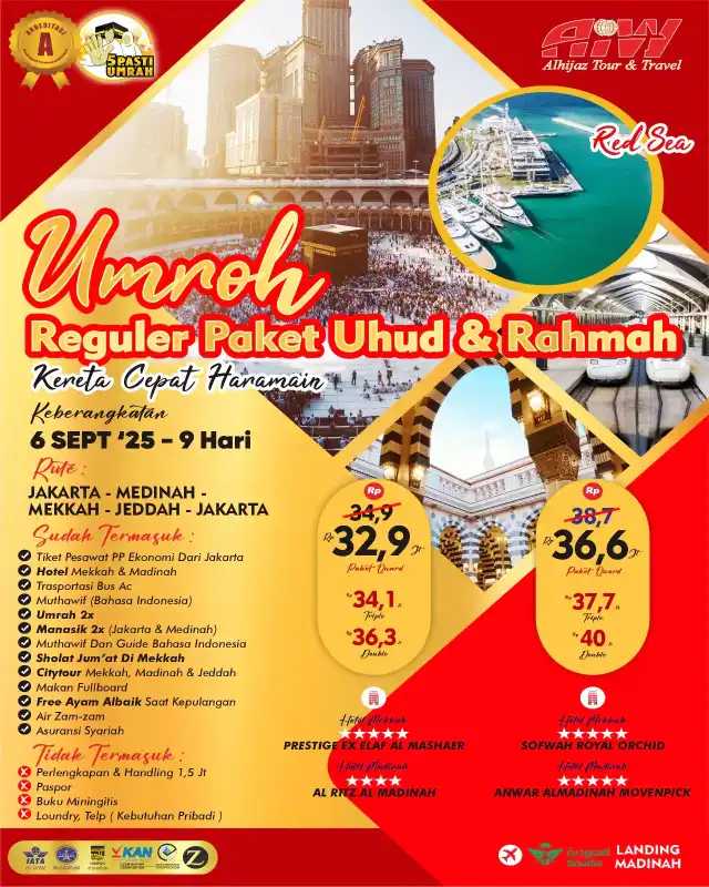 REGULER PLUS REDSEA PAKET RAHMAH MIX UHUD 9HR (KERETA CEPAT)