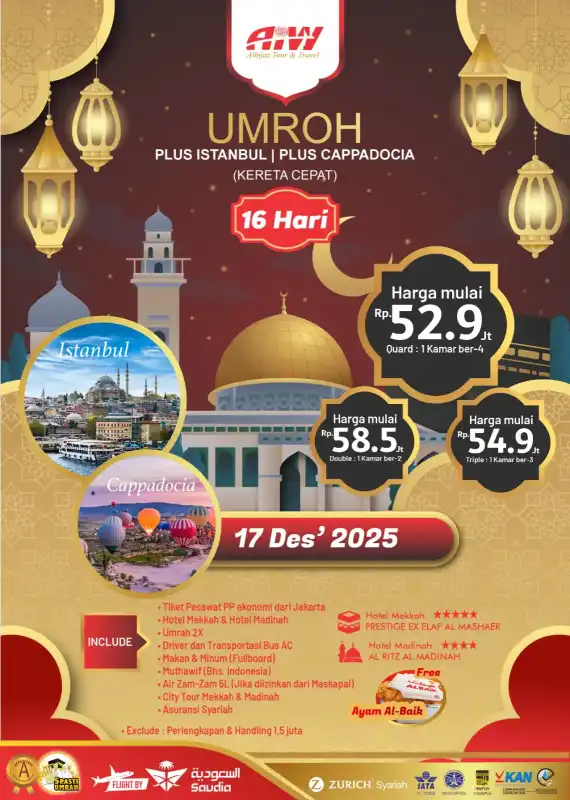 PLUS ISTANBUL+CAPPADOCIA 16HR (KERETA CEPAT)