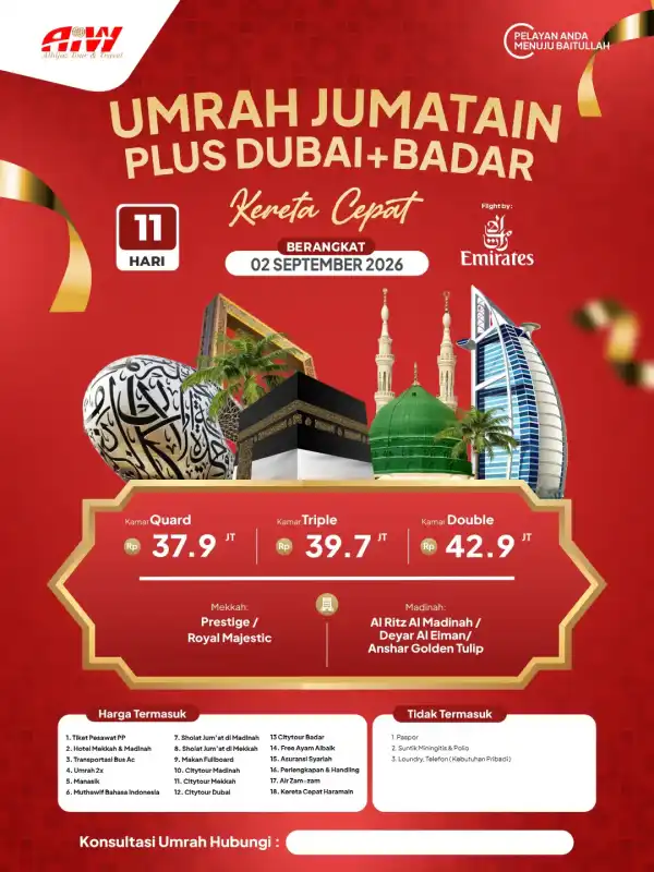 JUM'ATAIN PLUS DUBAI+BADAR 11HR ( KERETA CEPAT)