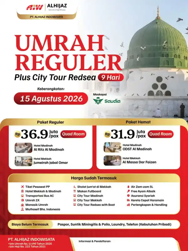 UMRAH PLUS REDSEA PAKET UHUD MIX HEMAT 9HR ( KERETA CEPAT)